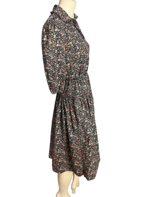 Vintage 70's floral prairie dress S