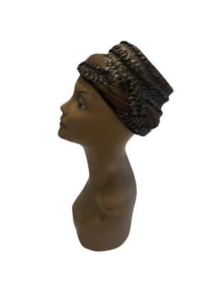 Vintage 60's black raffia & tulle hat