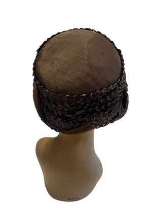 Vintage 60's black raffia & tulle hat