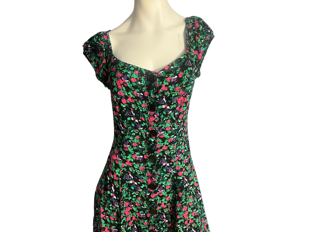 Vintage 80's floral mini dress L Susan Richards