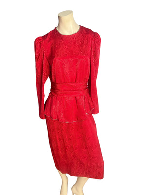 Vintage red Patra 80's peplum dress 11/12 L