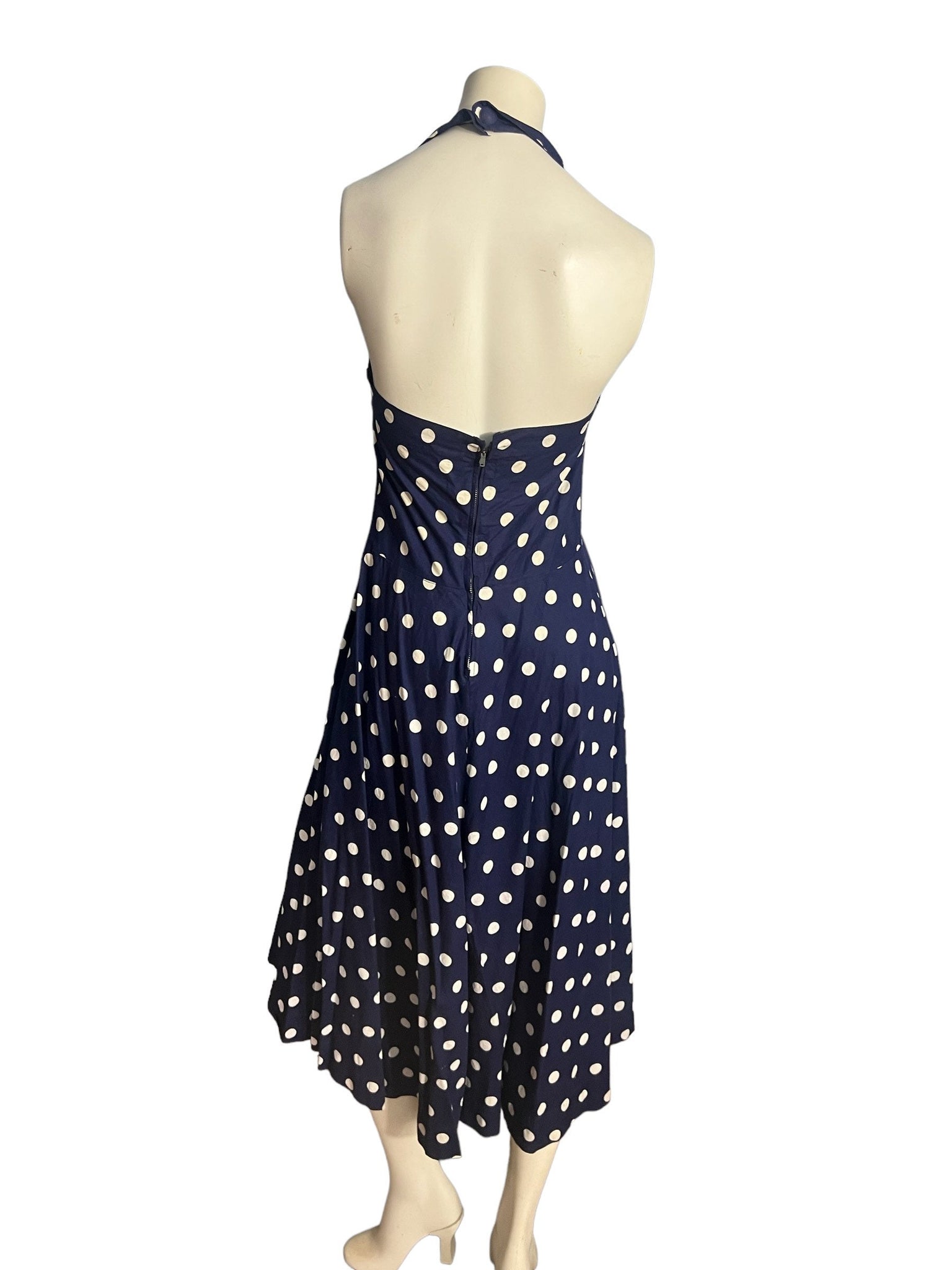 Vintage 50's blue polka dot halter dress and jacket L Wildman