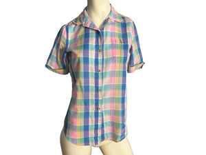 Vintage 80's plaid women's shirt 8 M