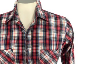 Vintage 80's red plaid button up shirt M