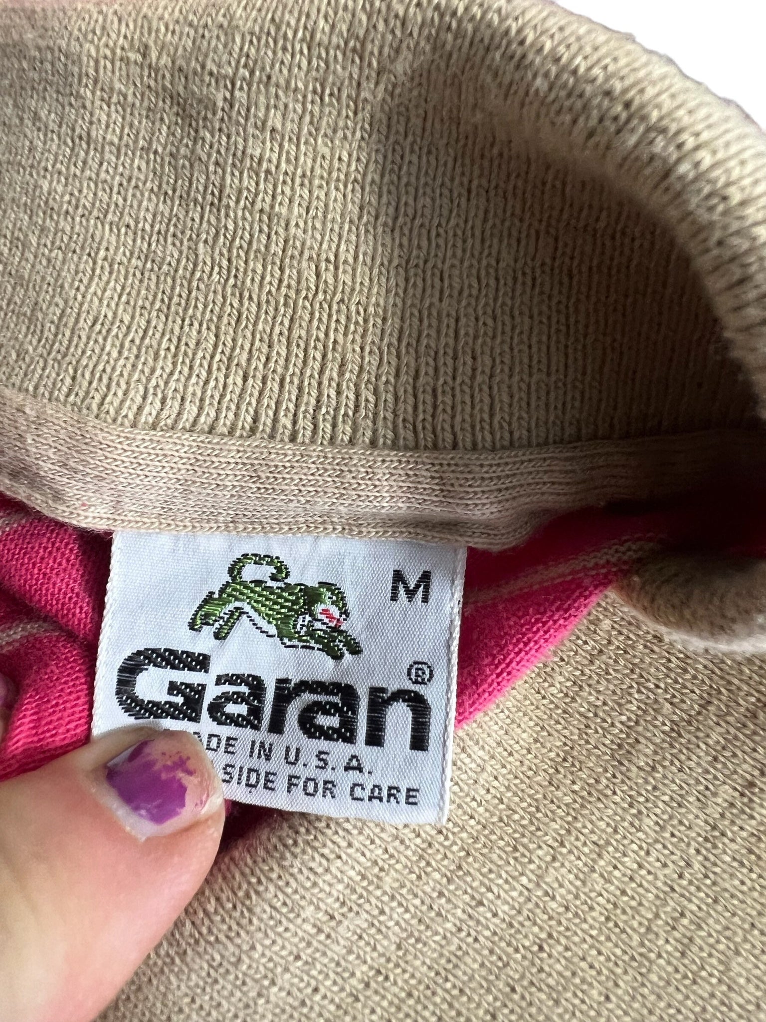 Vintage pink 80's Garan polo shirt M