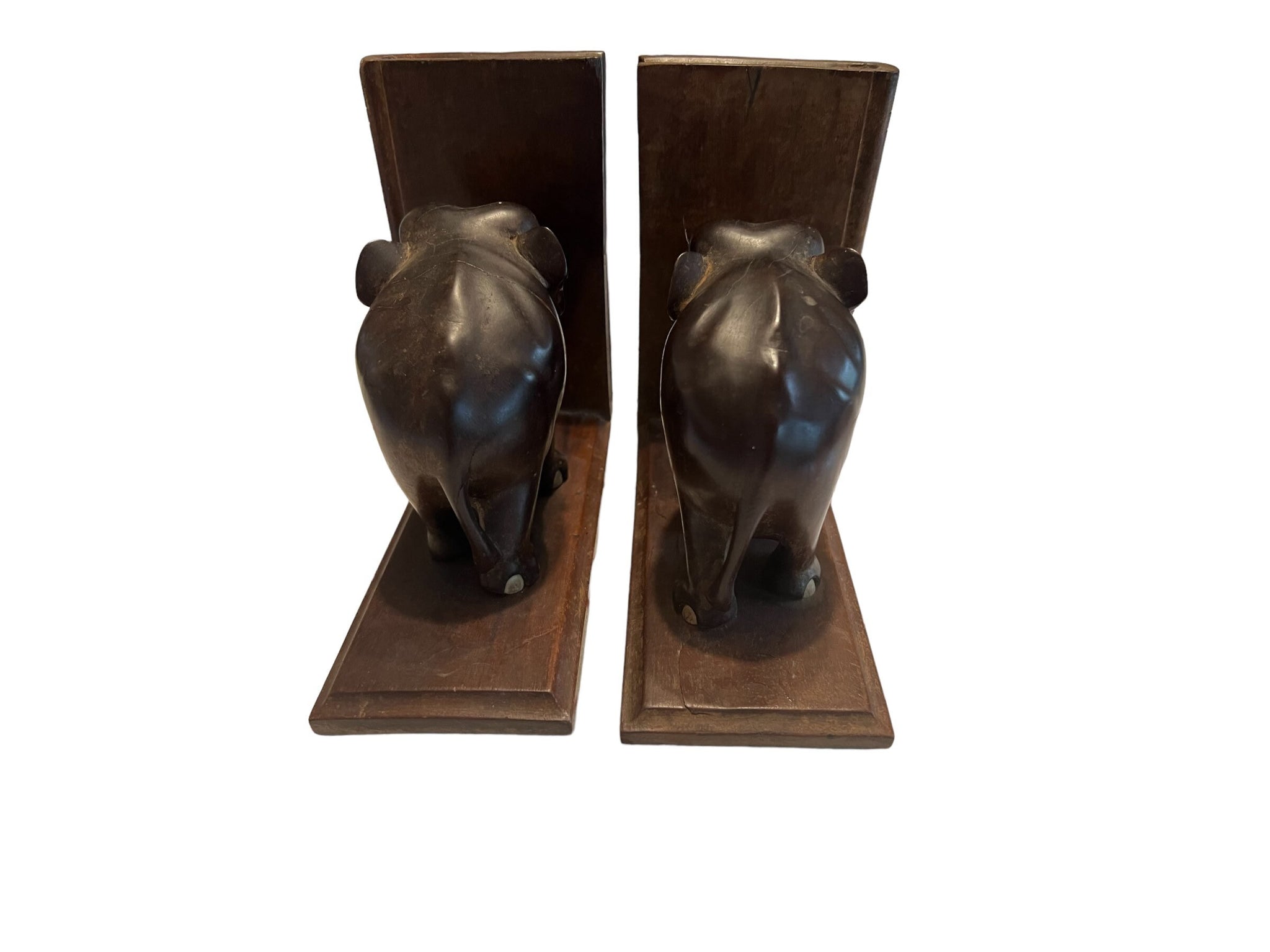 Vintage wood elephant bookends