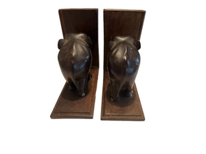 Vintage wood elephant bookends