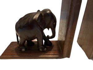 Vintage wood elephant bookends