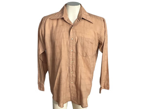 Vintage 70's brown men's dress shirt M