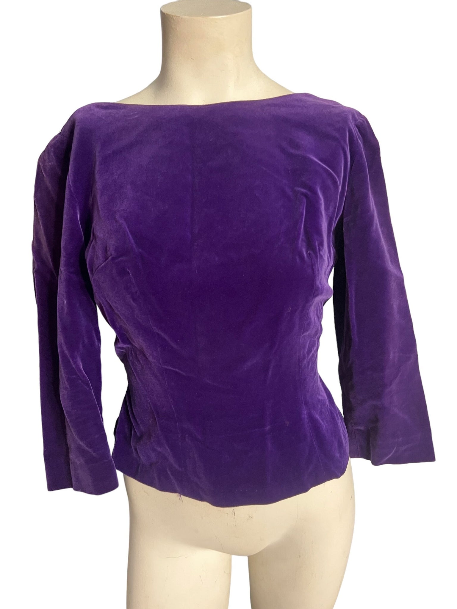 Vintage 50's purple velvet top shirt 8 M