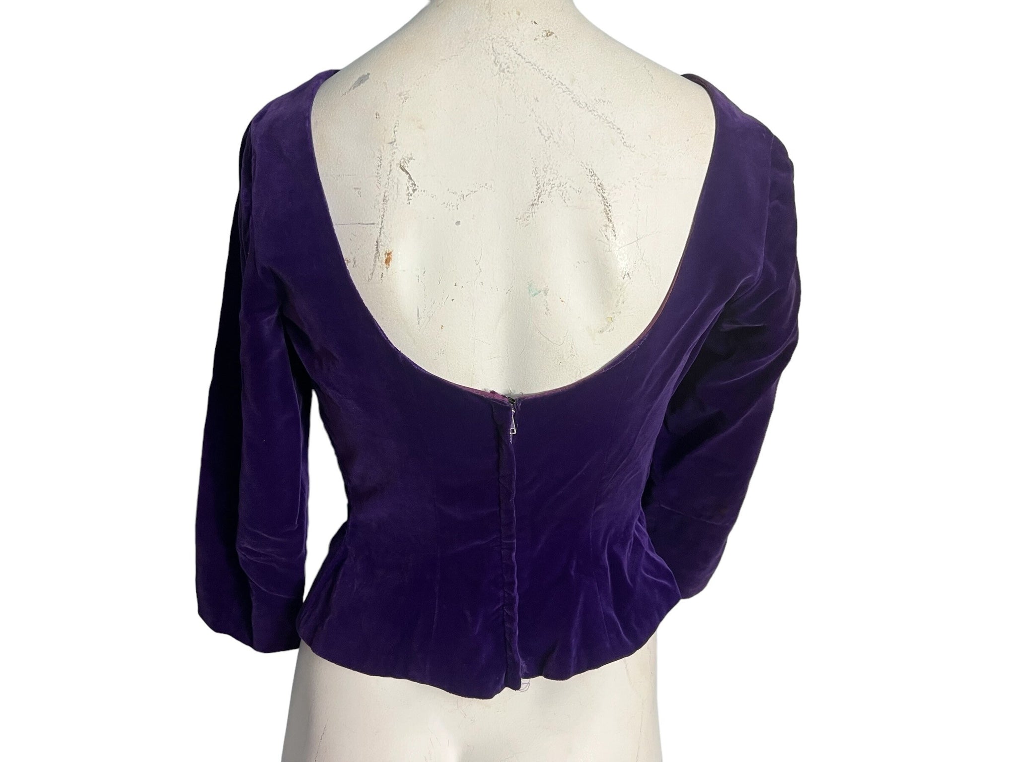 Vintage 50's purple velvet top shirt 8 M