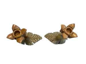 Vintage stone flower candlestick holders