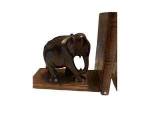 Vintage wood elephant bookends