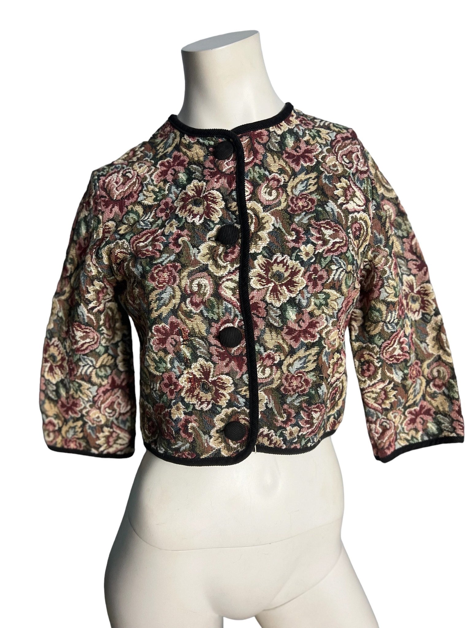 Vintage needlepoint floral jacket S