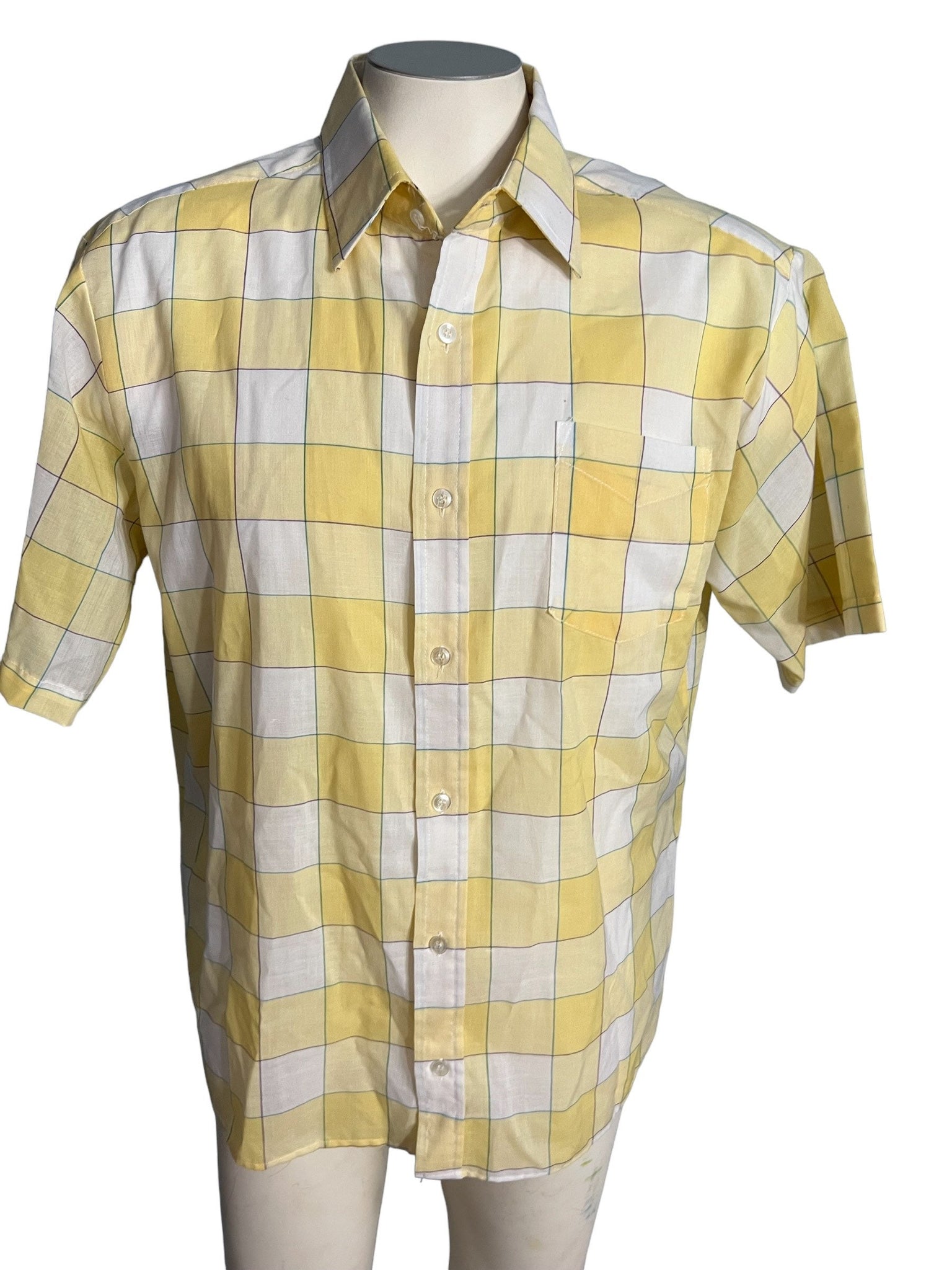 Vintage 80's yellow check shirt L Wedgefield