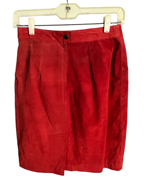 Vintage 80's red leather skirt 8 G-III