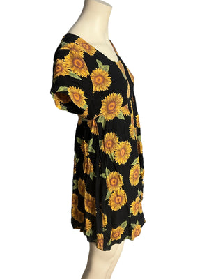 Vintage 80's mini sunflower dress S