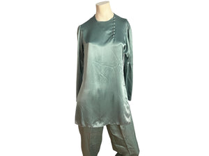 Vintage 80's green slinky tunic suit Prophecy M