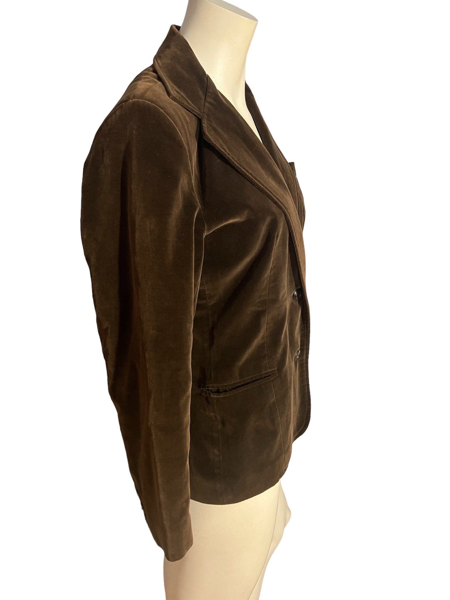 Vintage brown 70's velvet blazer jacket 12 Stockton