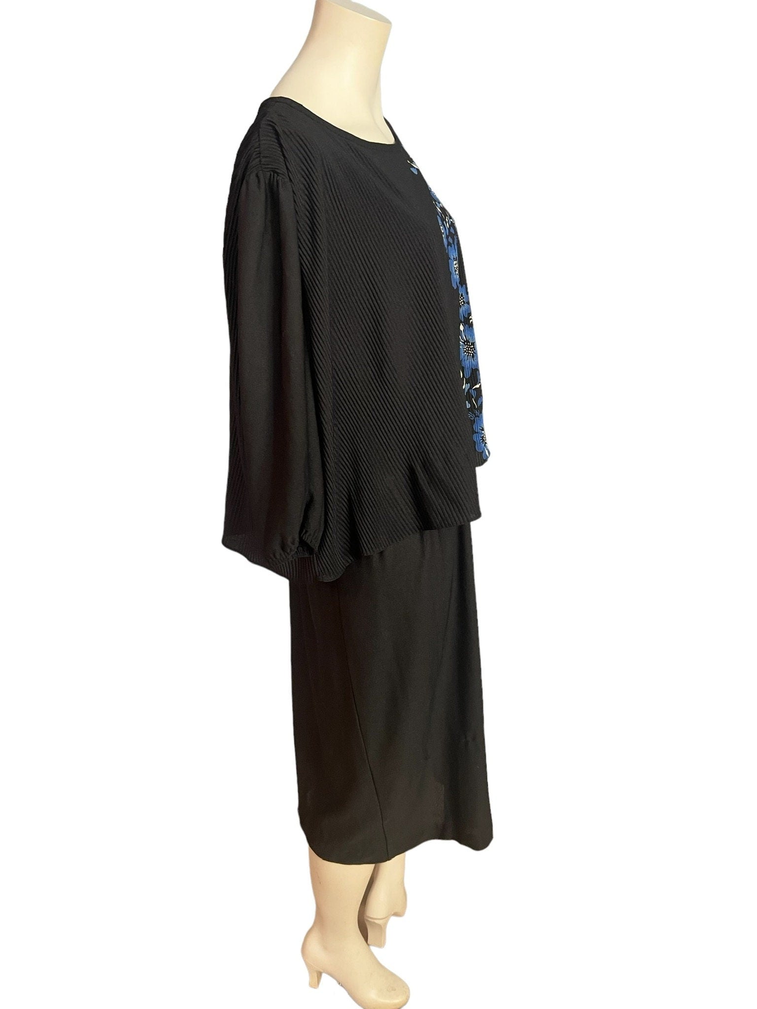 Vintage 70's black scarf dress XL