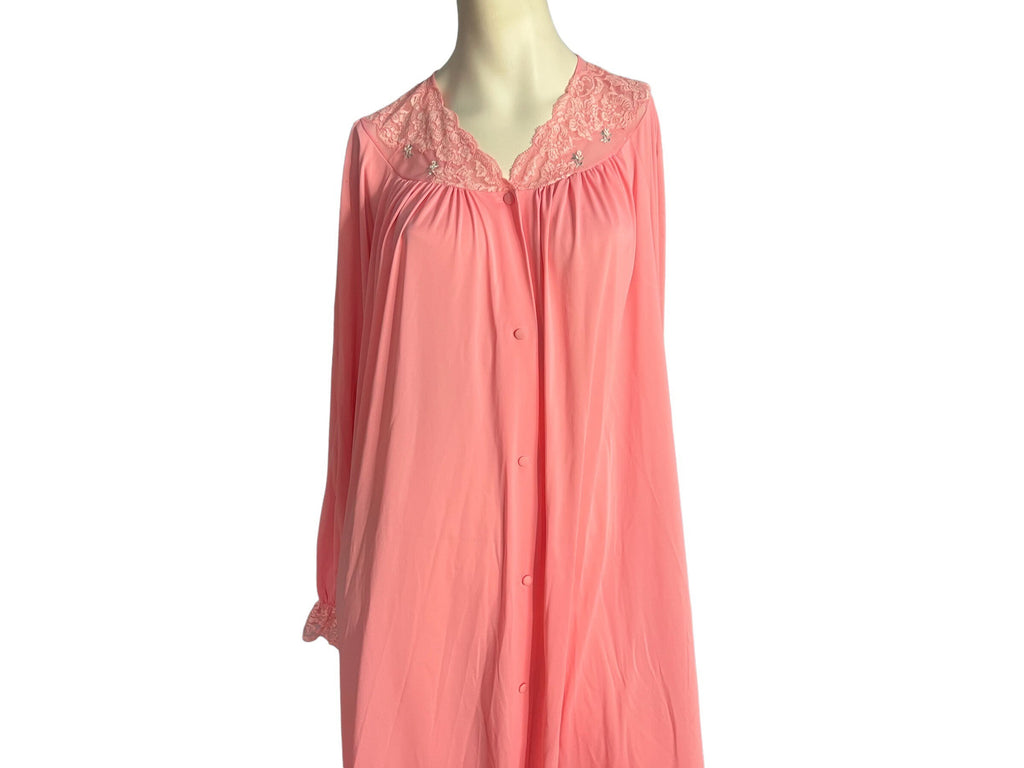 Vintage long pink robe Shadowline L