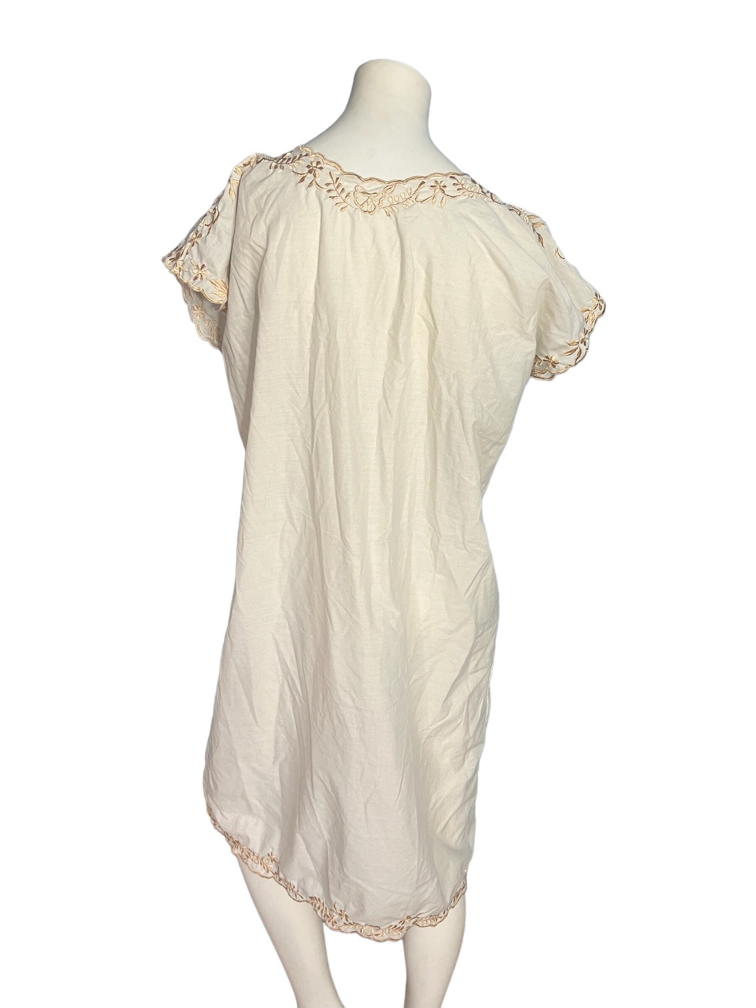 Vintage beige embroidered tunic dress L XL