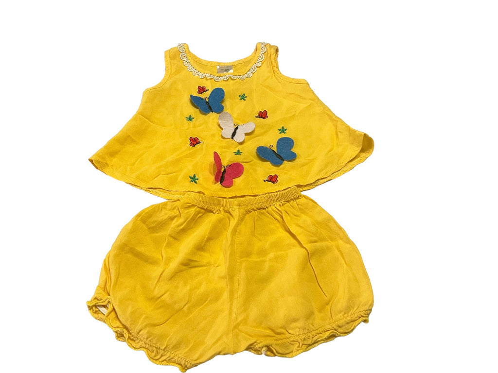 Vintage yellow butterfly baby set 3-6 month