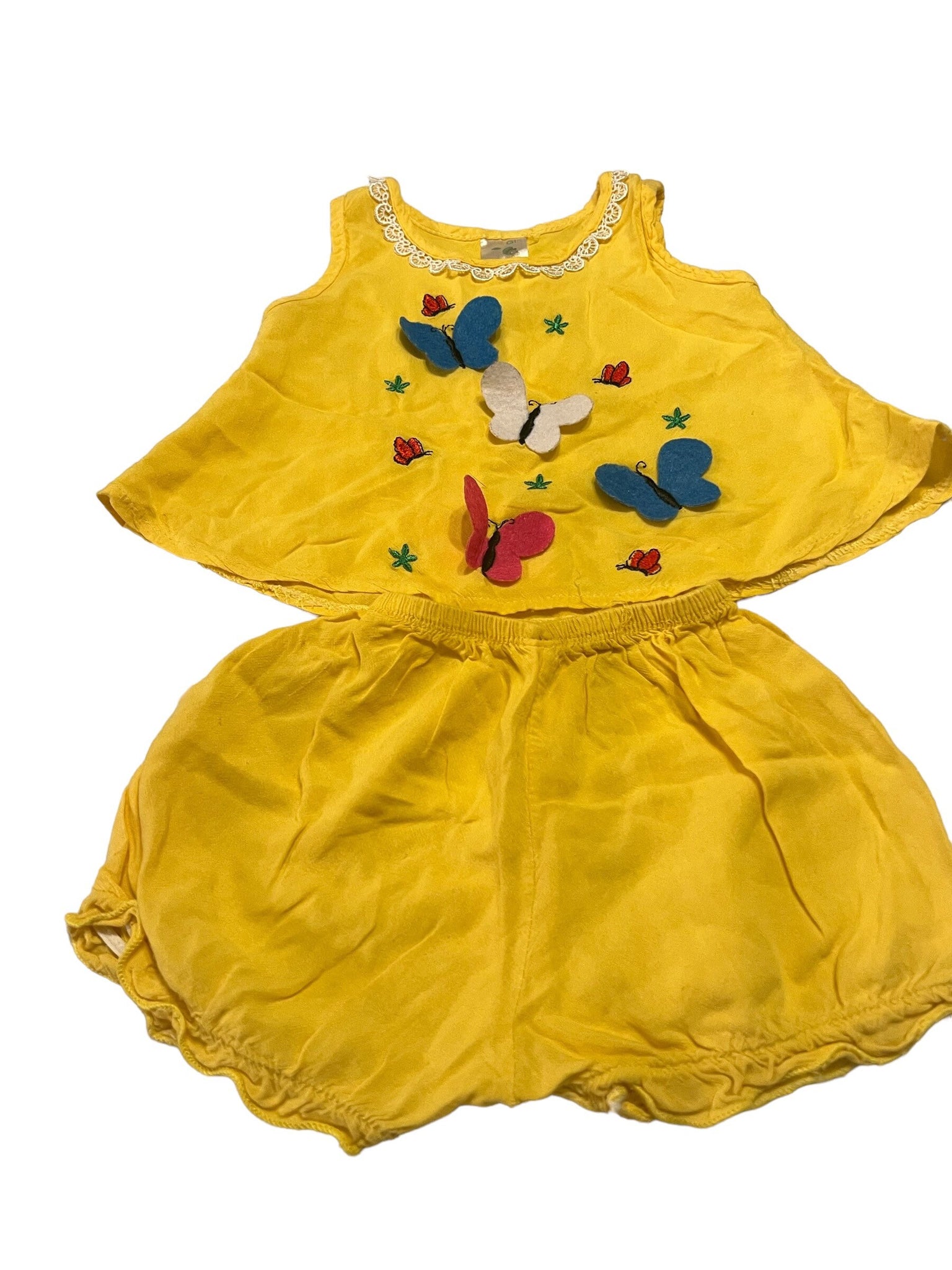 Vintage yellow butterfly baby set 3-6 month