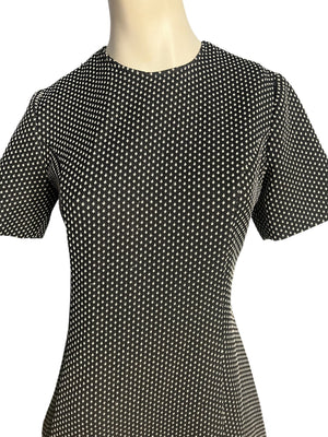 Vintage black 70's polka dot dress M