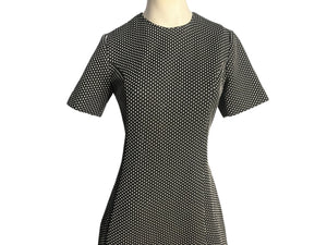 Vintage black 70's polka dot dress M