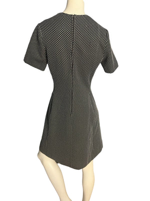 Vintage black 70's polka dot dress M