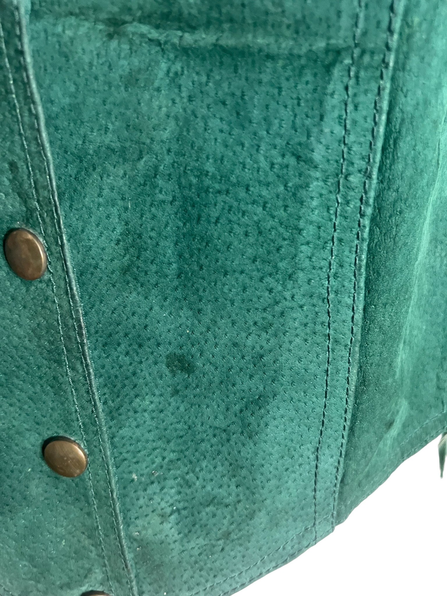 Vintage green 80's leather vest M L Axessorium