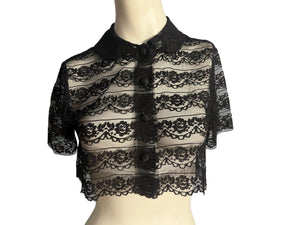 Vintage 50's black lace short jacket M Top Hit