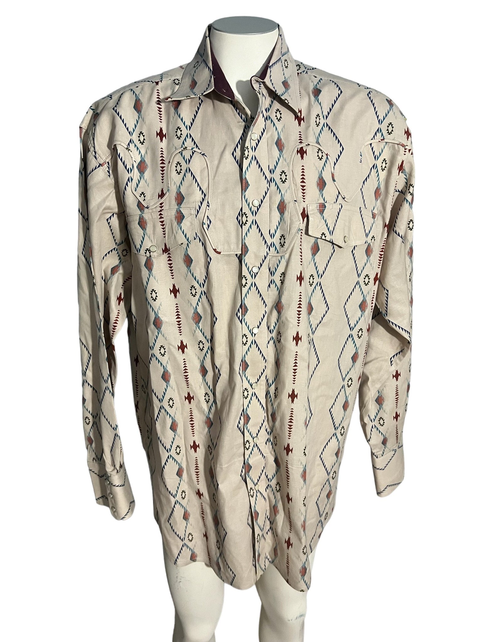 Vintage tan pattern Wrangler western shirt L T