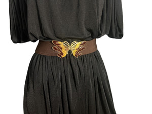 Vintage brown stretch butterfly belt M L