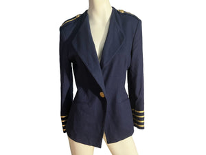 Vintage 80's Navy military officer blazer S The Limited