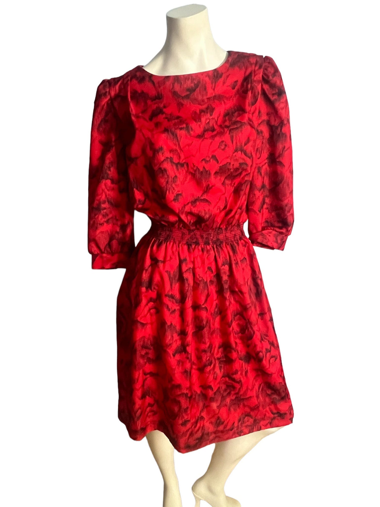 Vintage 80's red & black dress 14 Just in Thyme