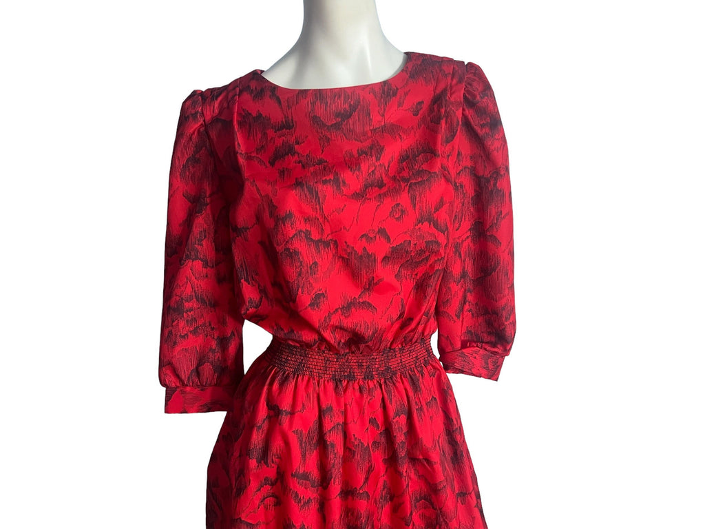 Vintage 80's red & black dress 14 Just in Thyme