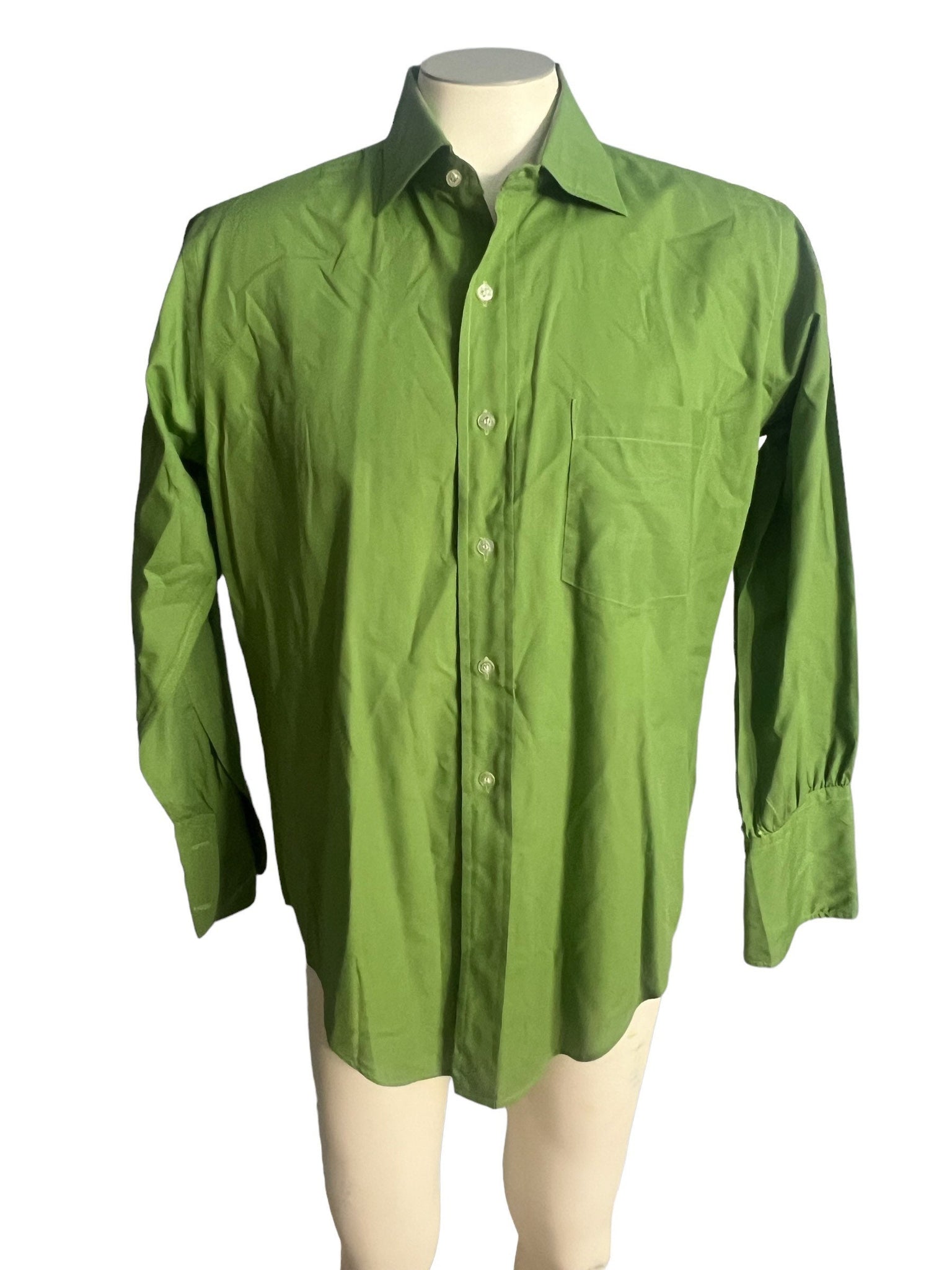 Vintage 70's green dress shirt Don Quixote L