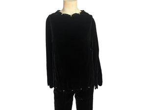 Vintage 80's black velvet suit costume M