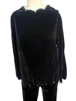 Vintage 80's black velvet suit costume M