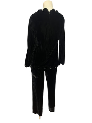 Vintage 80's black velvet suit costume M