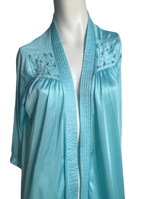 Vintage 70's turquoise robe Glencraft L