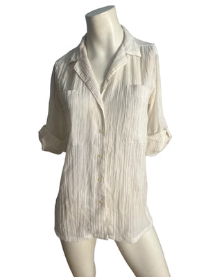 Vintage 70's off white and gold tunic blouse L