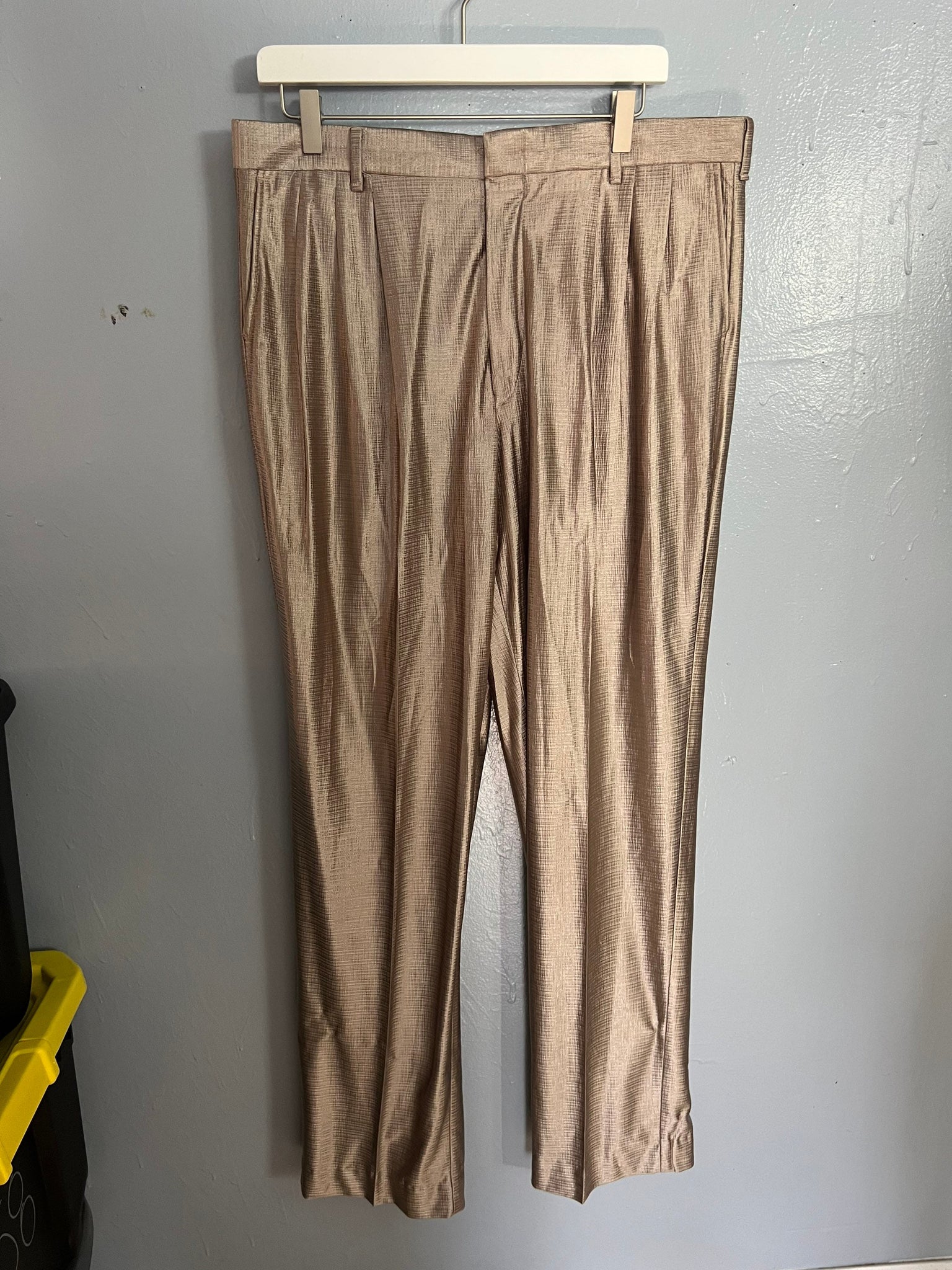 Vintage 70's tan shiny pants slacks 36 x 35.5