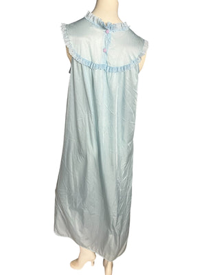 Vintage 80's blue long nightgown Burnette M