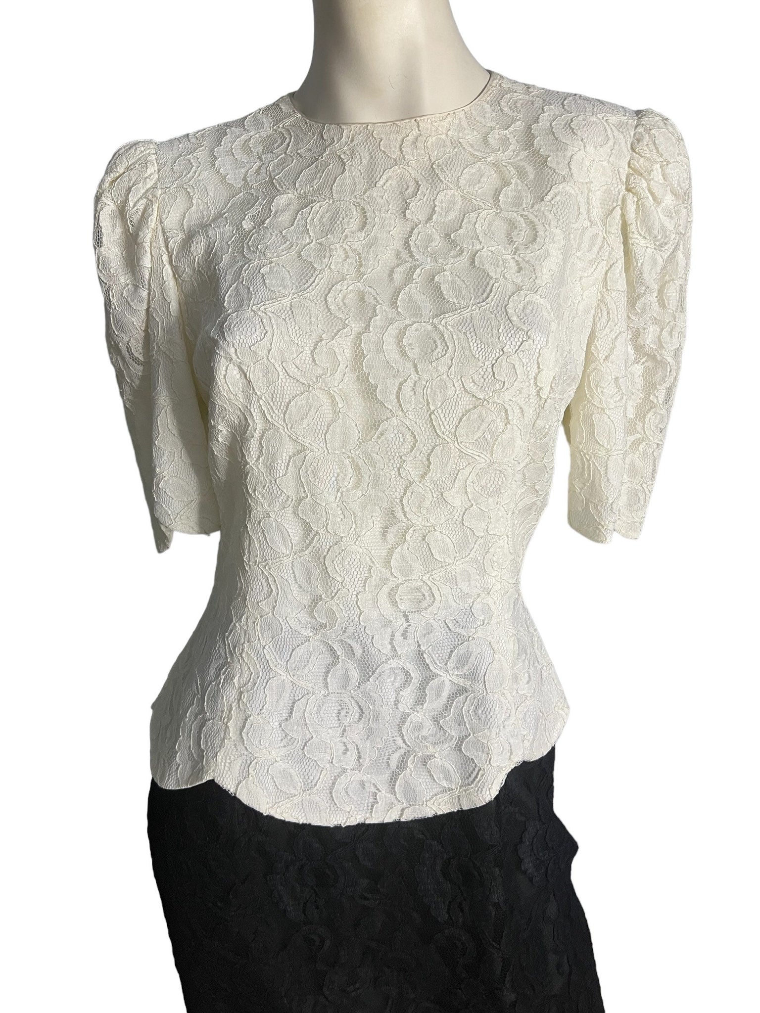 Vintage 80's black & white lace dress 10 Spenser Jeremy