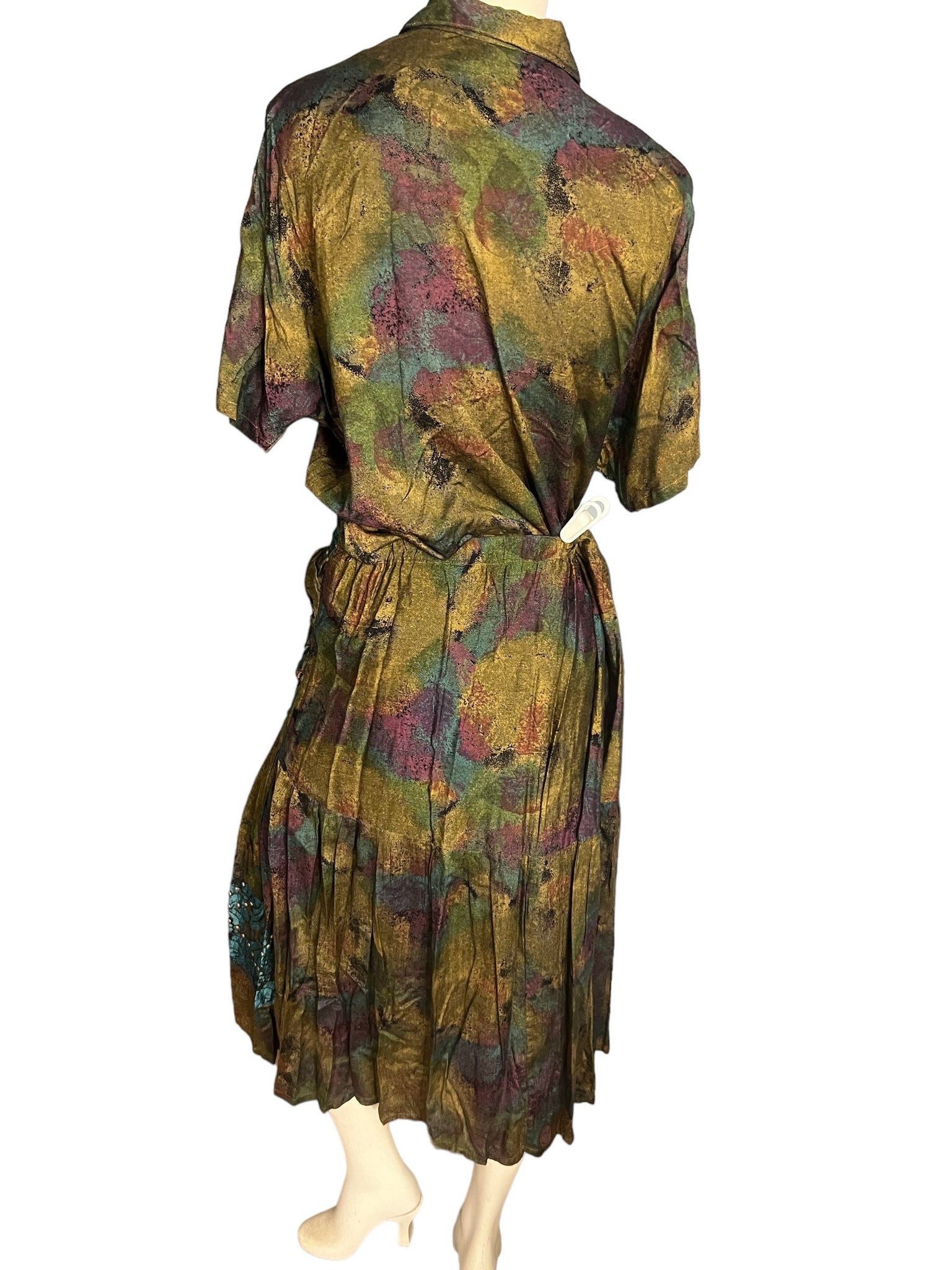 Vintage 80's rayon skirt dress set M Nancy K