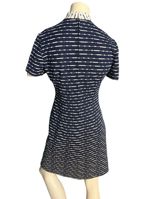 Vintage navy blue 70's scooter dress M