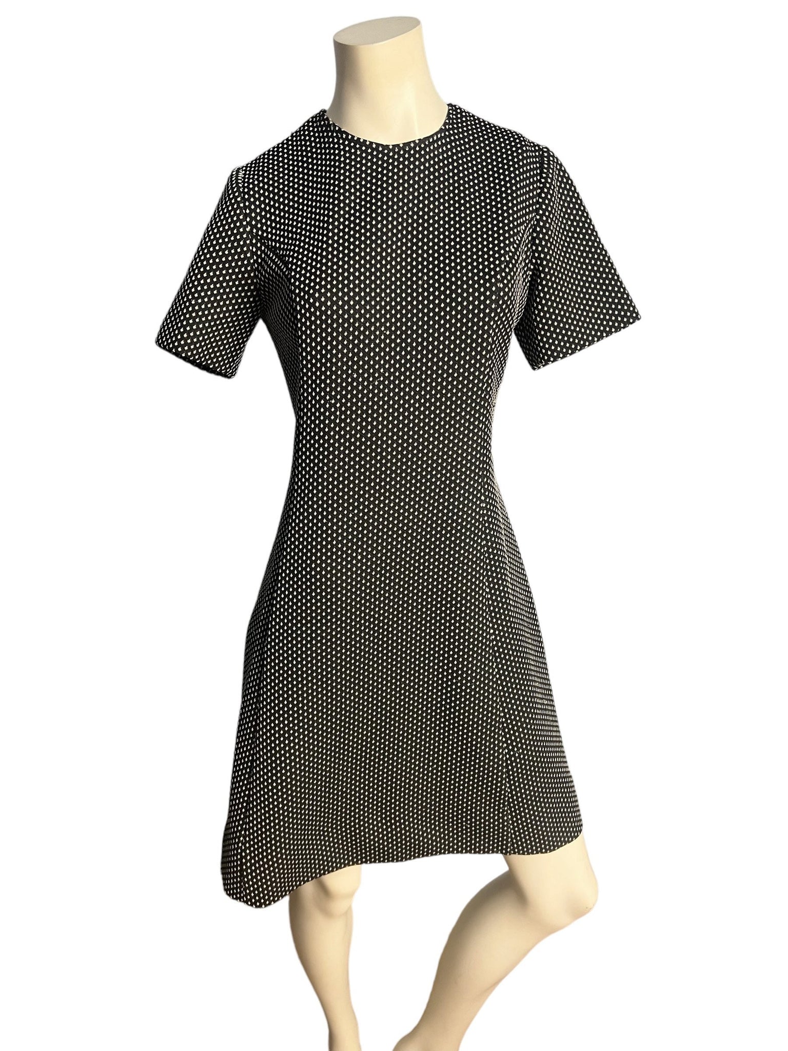 Vintage black 70's polka dot dress M